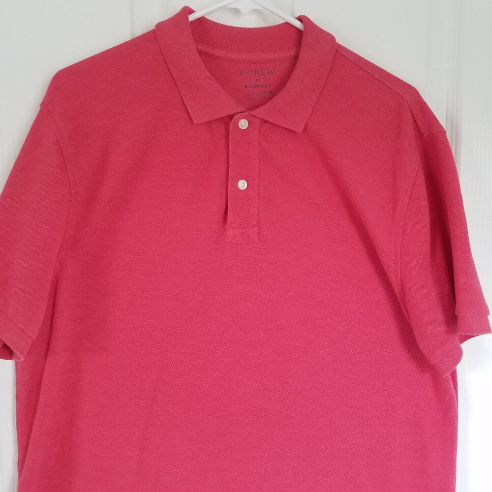 J.Crew Slim Fit Polo Shirt Mens XL Soft Red Short Sleeve Pique Cotton Blend Golf - Picture 2 of 10